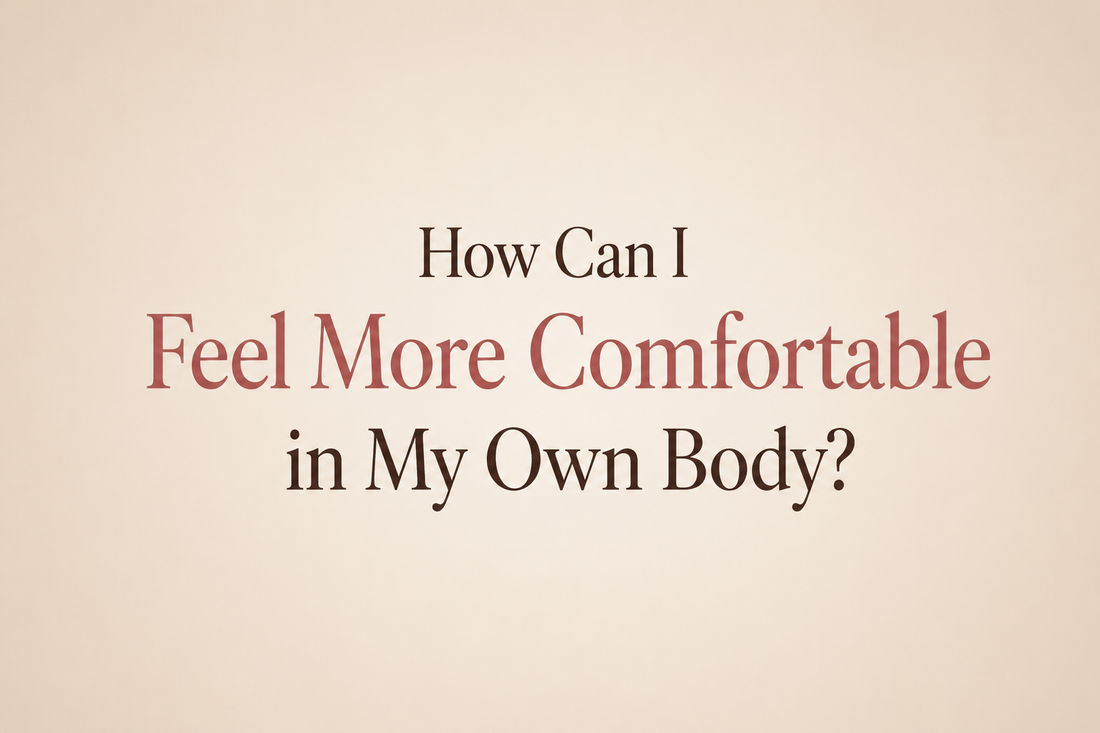 A woman in a calm, softly lit space, representing self-acceptance, body confidence, and intimate wellbeing