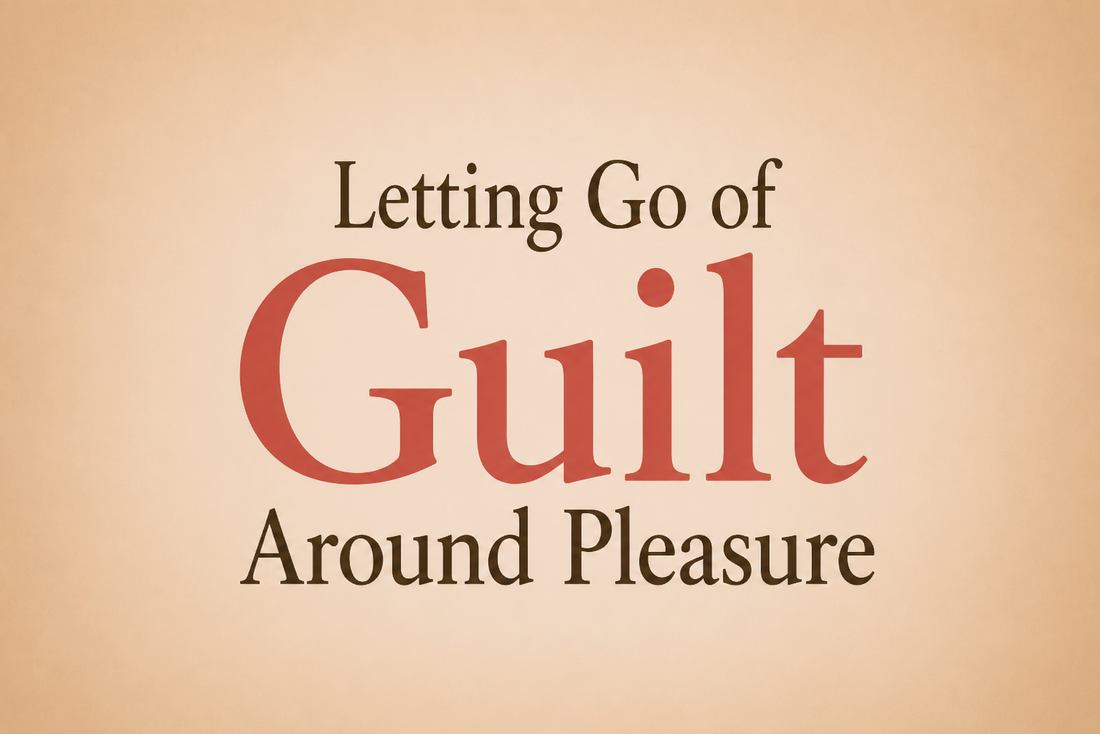A woman in a warm, peaceful setting with a calm and open expression, representing the gentle release of guilt and the embrace of self-compassion and pleasure
