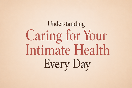 A woman in a bright, calm bathroom setting with a gentle self-care routine, representing the everyday habits that support intimate health and wellbeing