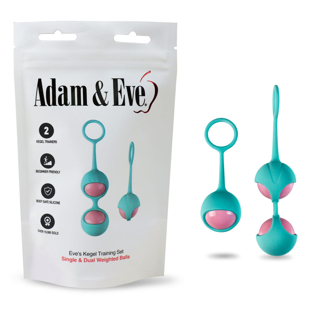 Adam & Eve Eve's Kegel Training Set - Teal/Pink Kegel Trainers - Set of 2