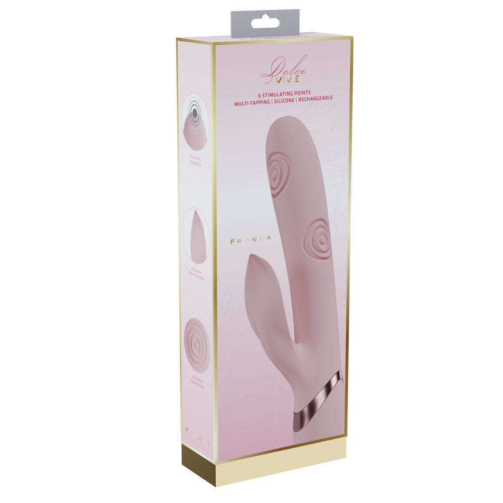 VIVE Fronda - Pink - Pink 25 cm USB Rechargeable Tapping Rabbit Vibrator